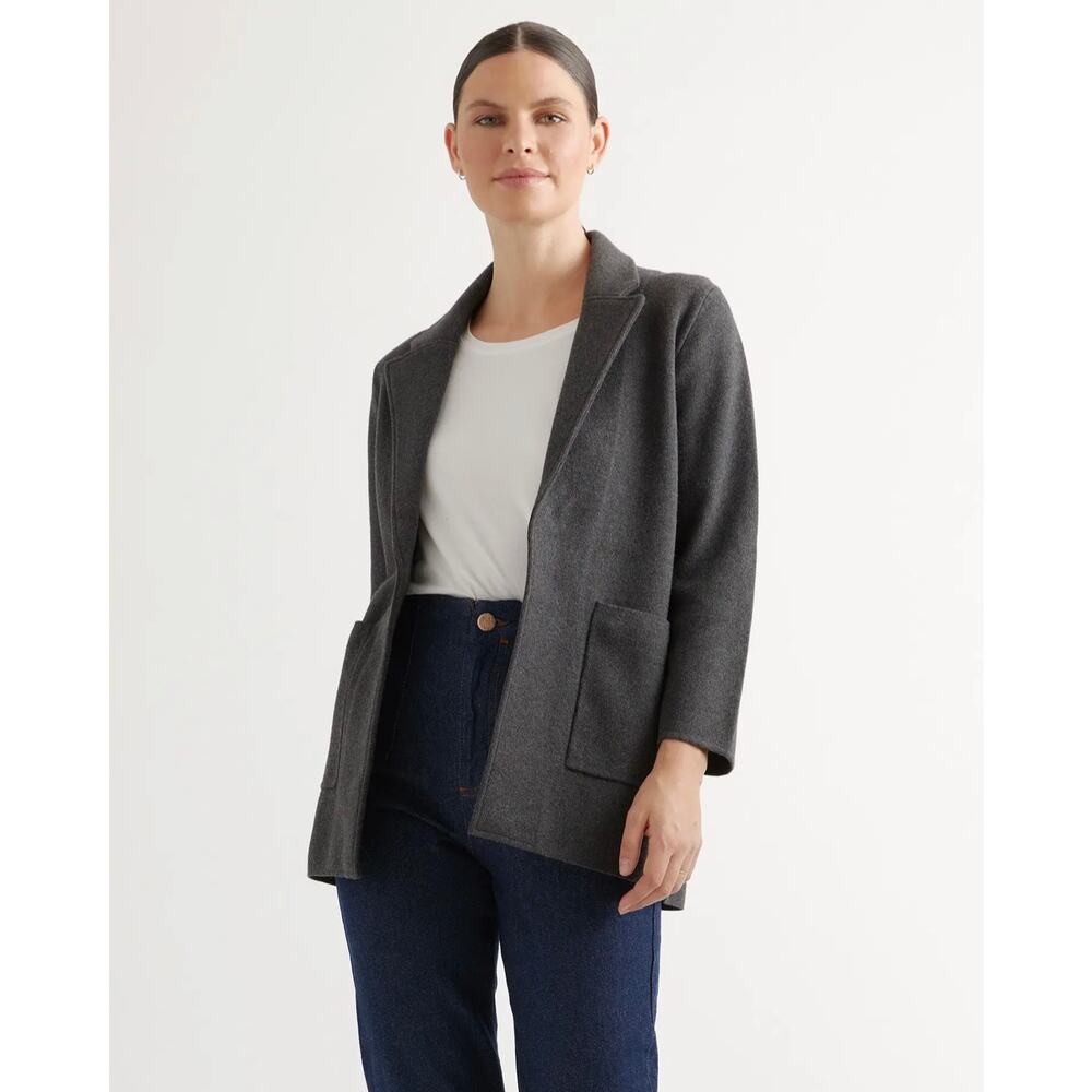 Quince Charcoal 100% Organic Cotton Knit Blazer NWT Size XL